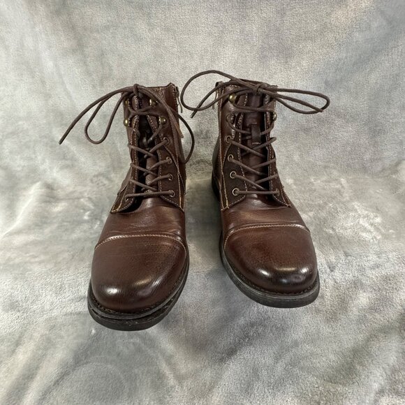 Steve Maddon mens 8.5M Brown M-Bradley  zip side ankle boots with laces main image 8
